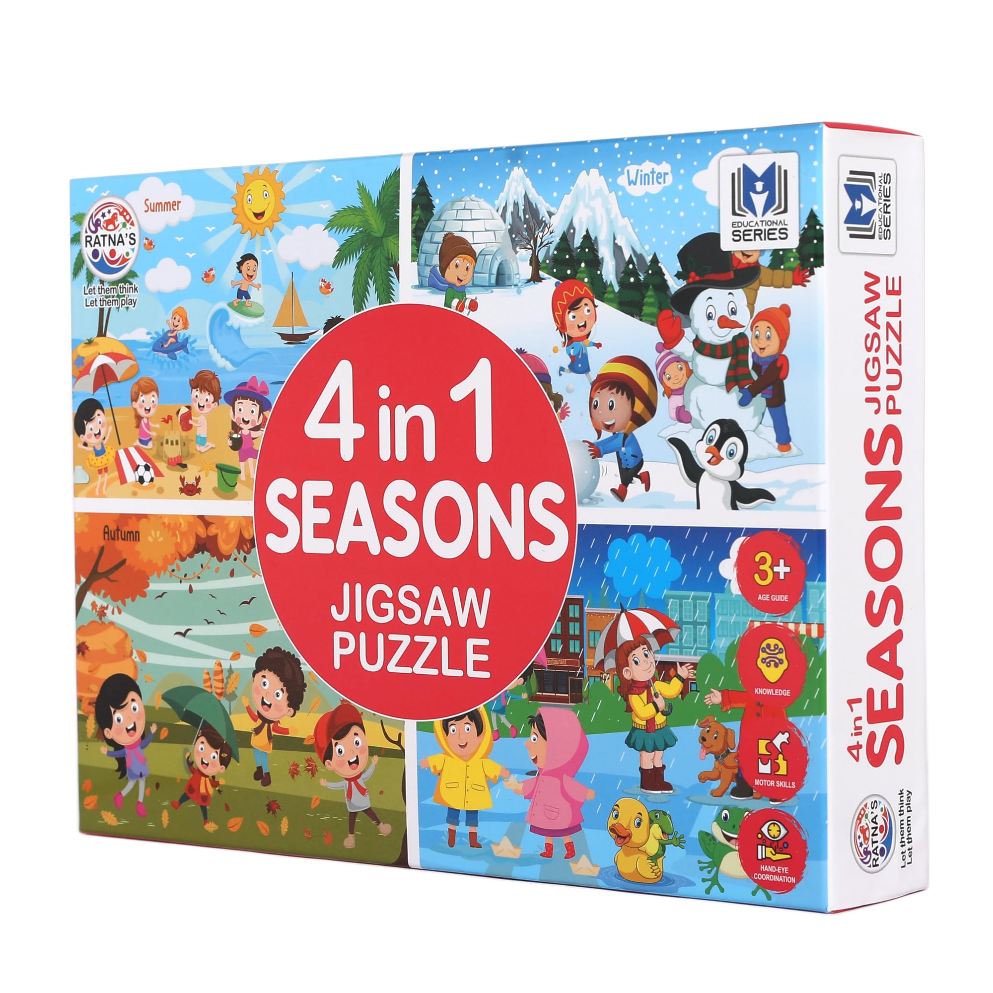 Ratna's 4 in 1 Indian Seasons Jigsaw Puzzle for Kids. 4 Jigsaw Puzzles 35 Pieces Each
