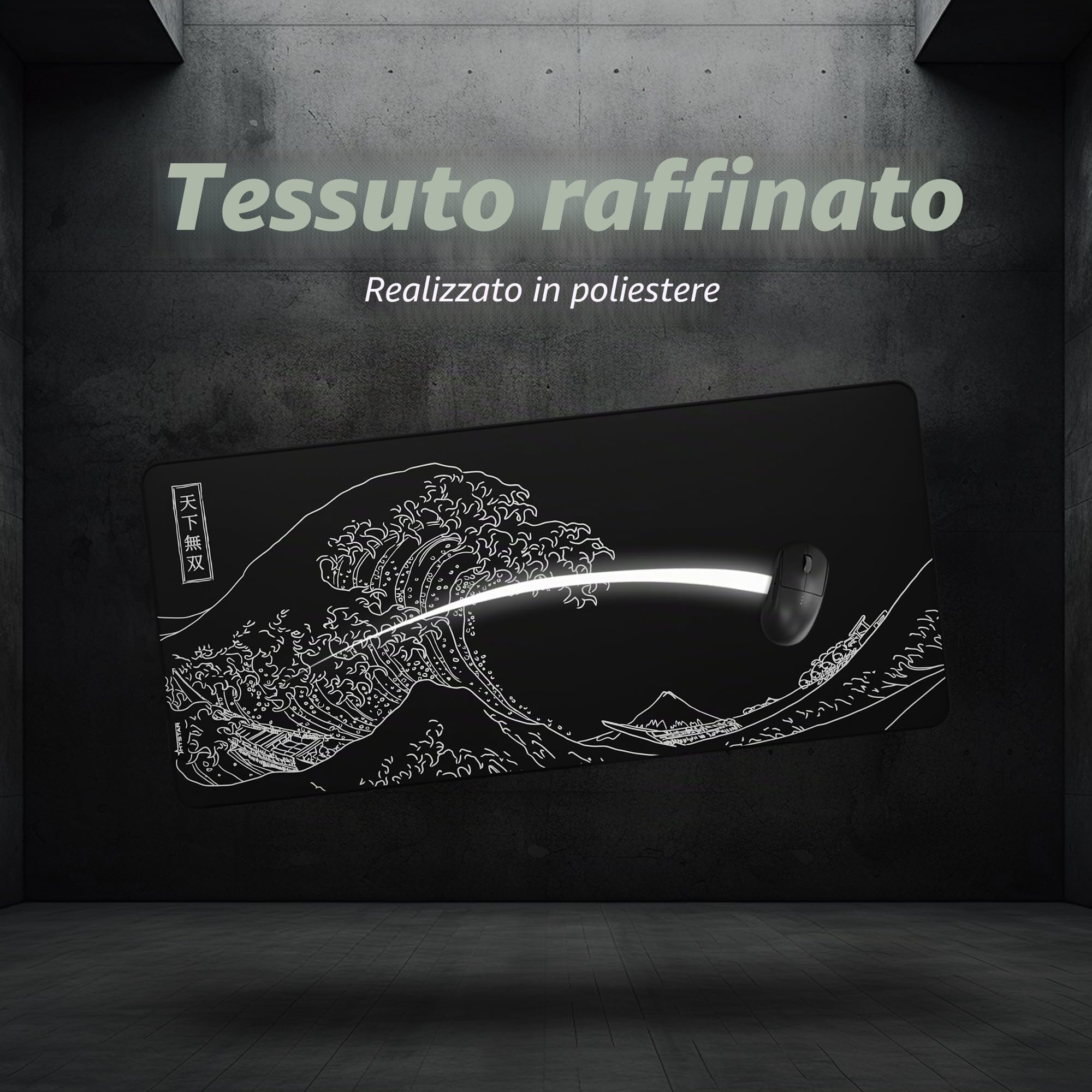 Hystar Tappetino per mouse da gioco, superficie in morbido tessuto testurizzato, tessuto impermeabile, spessore 5 mm, sottobicchiere in silicone per bevande, scatola durevole per il trasporto, design