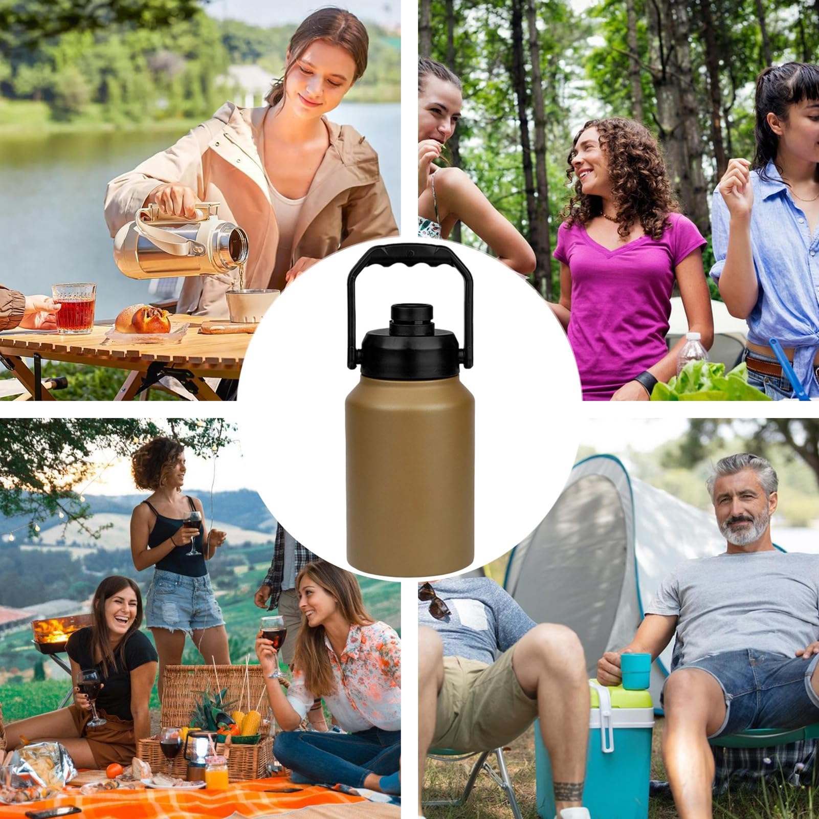Refrigerador isotérmico,Cubo de almacenamiento de hielo de 2 litros con asa | Botella de agua para casa de viaje picnic camping barbacoa