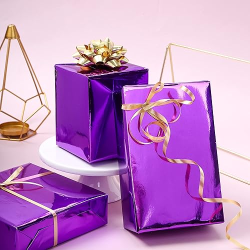Miniatura 5 de RUSPEPA Papel de regalo metálico morado, papel de color sólido perfecto para Halloween, cumpleaños, Navidad, baby shower, 17.5 pulgadas x 32.8 pies
