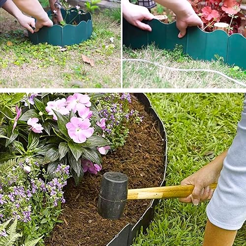 Miniatura 6 de Valla pequeña, 20 piezas de plástico efecto madera borde jardín borde césped planta cama cama planta pila valla de empalme