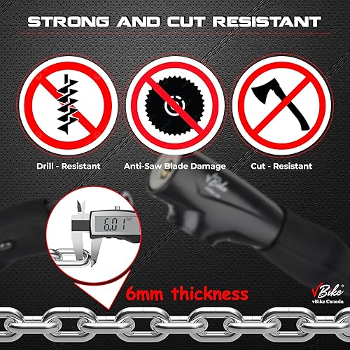 Miniatura 3 de Candados de cadena para bicicleta, resistente, antirrobo, con llave para bicicleta eléctrica, bicicleta, cochecito, scooter, scooter eléctrico,