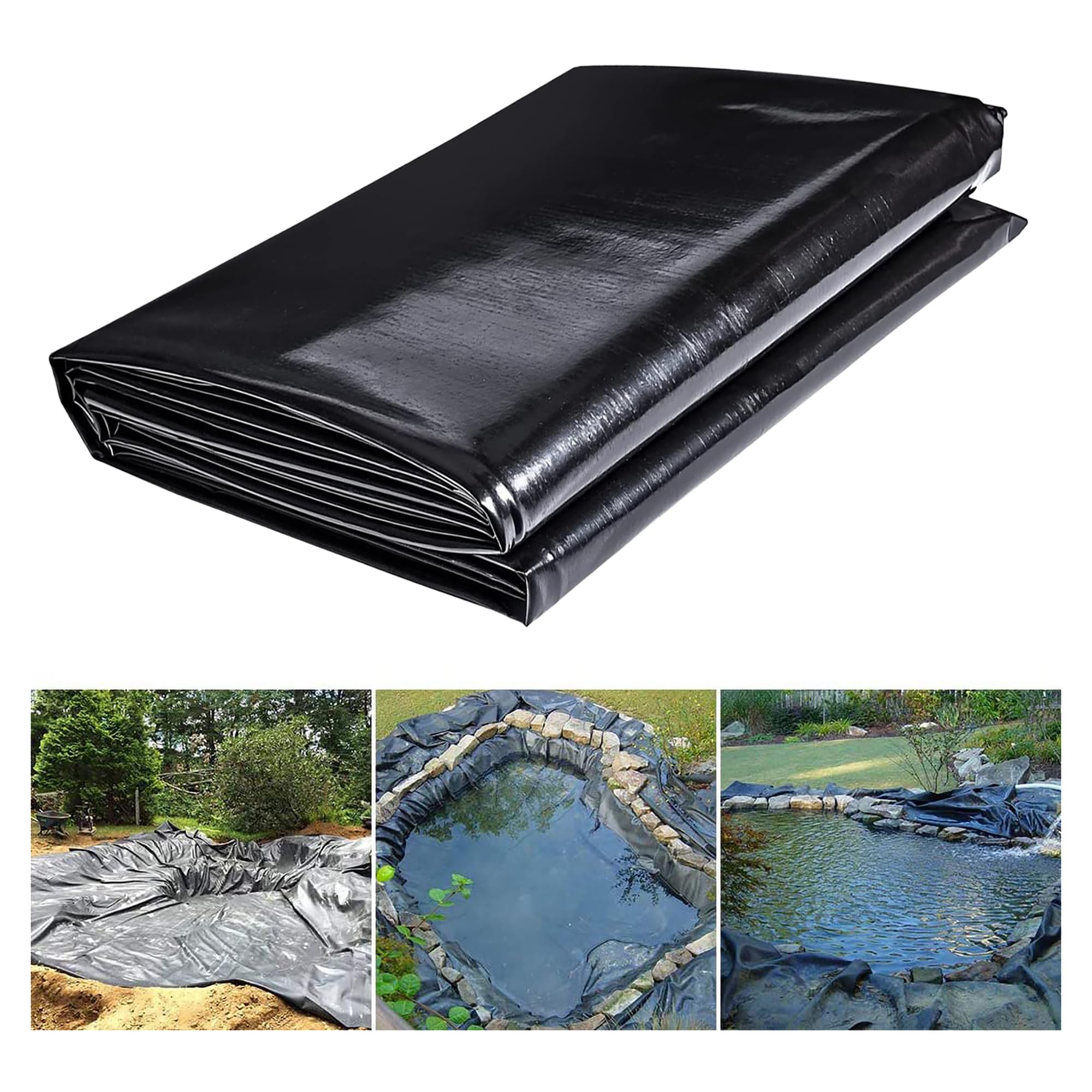 HDPE Pond Liner, Garden Pond Tarpaulin Pond Membrane Swimming Pond Film Multi-size Black Heavy Duty Underlay Sealing Film For Fish Ponds Fountains Water Garden And Waterfall(Size:5*7m,Color:20S)