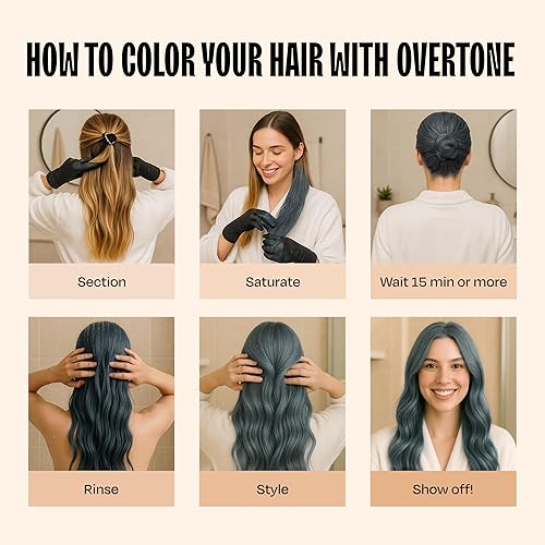 Miniatura 182 de Overtone - Acondicionador de tinte semipermanente para el cabello, 8 onzas, cabello natural y teñido, con manteca de karité y aceite de coco Negro