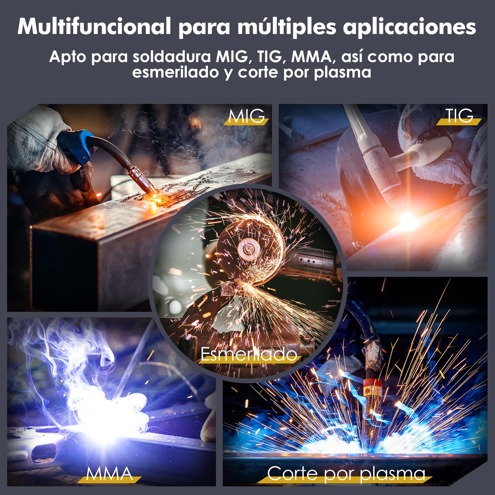 Careta Soldar Automática 0,1 ms oscurecimiento automático – Máscara Soldar True-Color, 100×82 mm, Solar y batería, DIN 4/5-9/9-13 – Careta de Soldar MIG TIG MMA ARC Esmerilado H21
