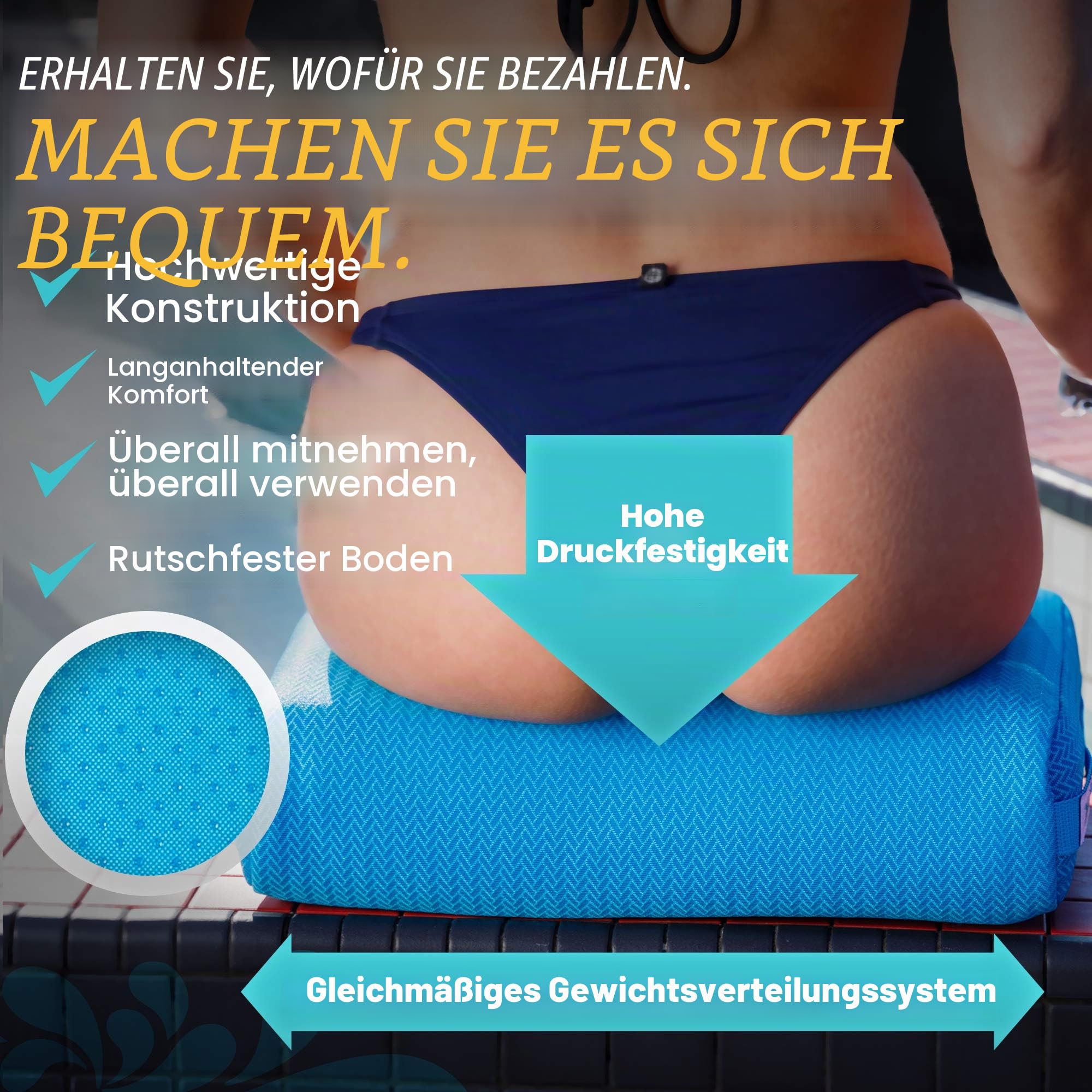 Star Splash Whirlpool Sitzkissen 38cmx30cmx12cm – Sitz Whirlpool mit Rutschfestem Micro Dot Boden und 6 Sektionen mit Gewichten - Schnell Trocknendes Badewannenkissen für Drinnen oder Draußen