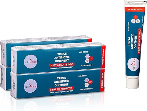 Epic Medical Supply Pomada antibiótica triple de 1 oz, paquete de 4 tubos con bacitracina zinc y sulfato de neomicina, crema curativa preventiva de
