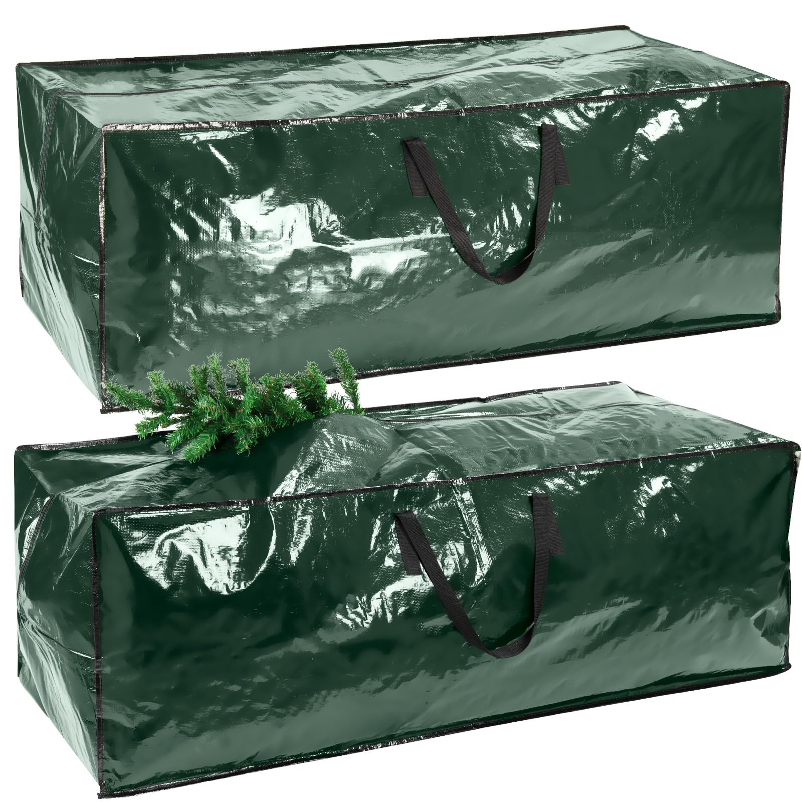 Paquete de 2 Bolsas de Almacenamiento para Árbol de Navidad Extra Grandes Jumbo, Bolsas para Decoraciones y Luces Navideñas con Asas y Cremallera, Adecuadas para Árboles de Hasta 2,7 m, 160 CM