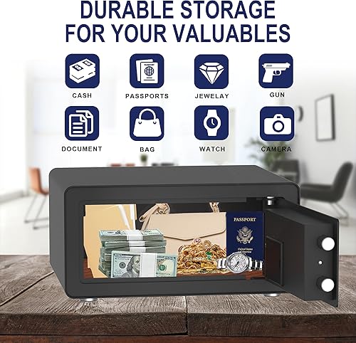 Miniatura 6 de OUSURO Caja de seguridad de 0.8 cachorros  Caja fuerte oculta para el hogar, documentos de joyería, caja fuerte de seguridad, caja de seguridad de