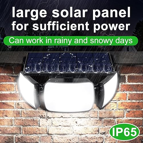 Miniatura 6 de intelamp Luces solares para exteriores de 1200 lúmenes, 6000 mAh, luces de seguridad con control remoto, 3 cabezales de luz con sensor de movimiento