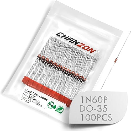 Paquete de 100 unidades Chanzon 1N60P Schottky Barrera Rectificadora Diodos 50mA 45V DO-35 (DO-204AH) Axial IN60P 50 mA 45 voltios Diodo de