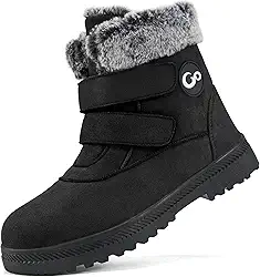 Botas femininas de inverno para neve botas curtas forradas com pele quente para mulheres botas antiderrapantes com laço duplo de gancho confortável sapatos ao ar livre