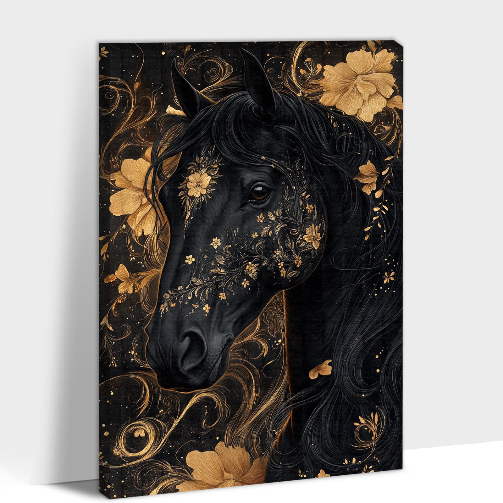 ANRUOXI Horse Pictures Wall Decor, Horse Posters Canvas Wall Art Framed, Horse Painting Wall Decor for Living Room, Vintage Horse Wall Art for Office, Horse Art Wall Decor Ready To Hang 28x40''