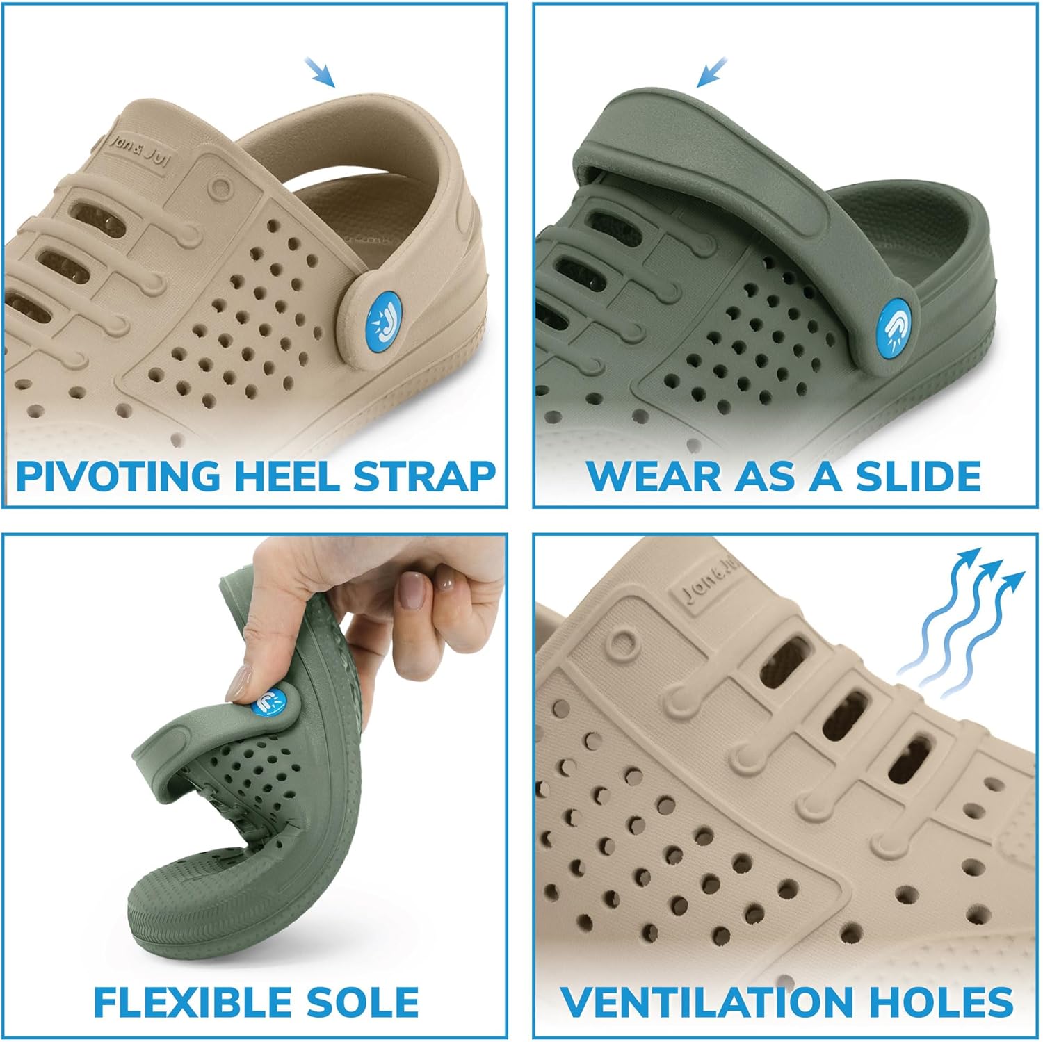 JAN & JUL Quick Dry Slip On Sandals, Lightweight Water Shoes for Kids and Youth