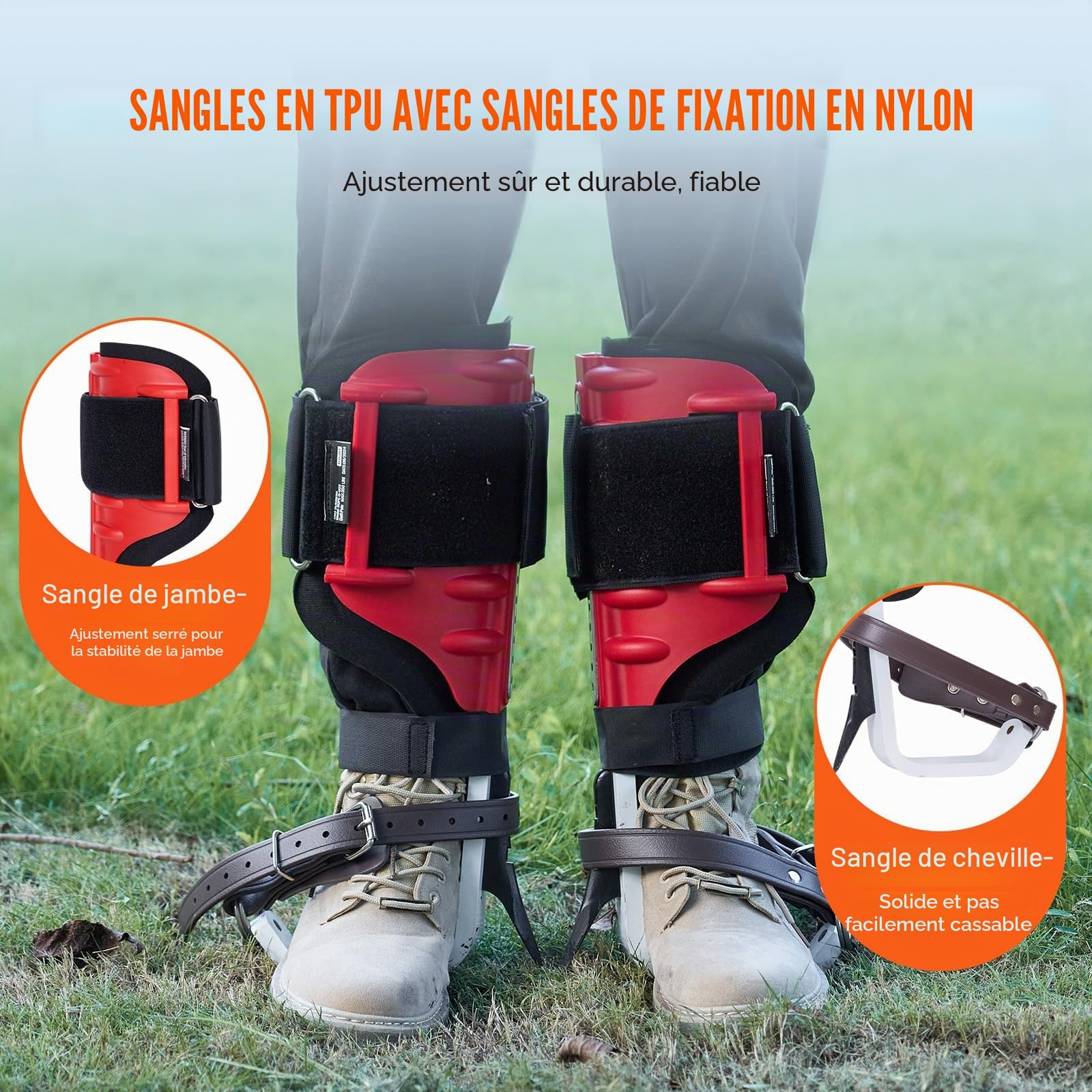 VEVOR 1 paire d'éperons d'escalade réglables en hauteur, capacité de charge de 158,8 kg avec sangles, équipement d'arboriste pour grimpeurs, chasse, cueillette de fruits