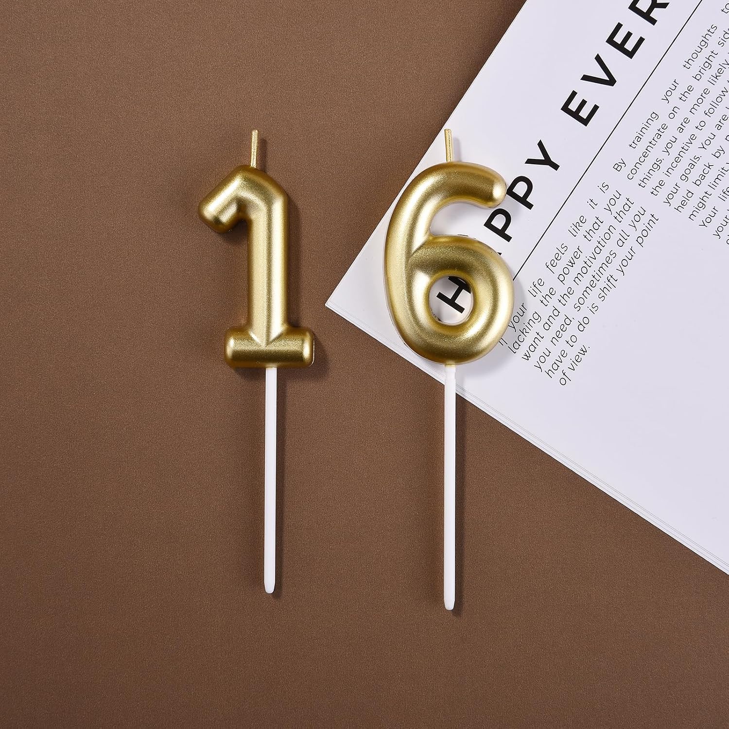 2.35 in 16th Birthday Decorations for Boys Girls,Gold 16 Birthday Candles