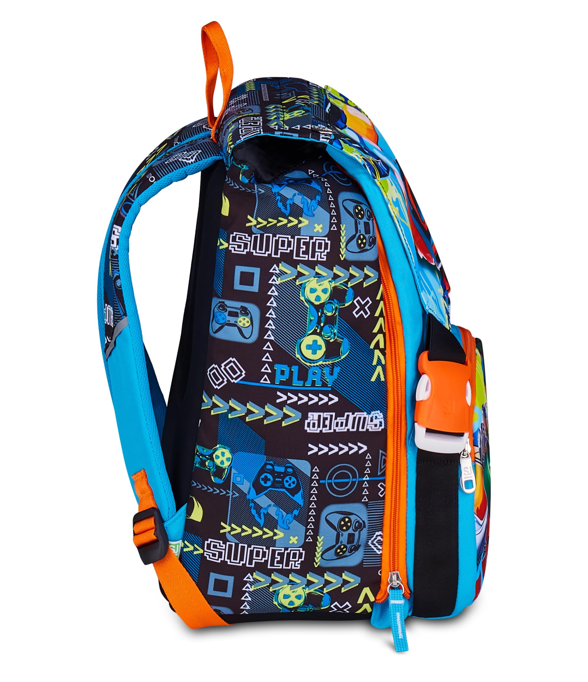 SJ GANG STYLE JAM GANG Zaino Doppio Scomparto Estensibile, Blu, Maxi Capienza, Schienale Preformato, Bambino, Scuola Elementare