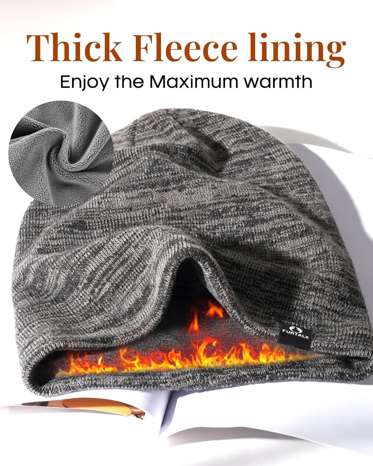 FURTALK Winter Beanie Hats for Men Women Warm Fleece Lined Double Layer Skull Cap Unisex Soft Slouchy Beanie - Image 2