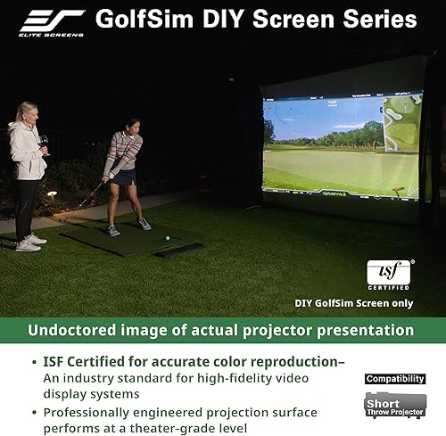Miniatura 7 de Elite Screens GolfSim - Pantalla de proyección de impacto para bricolaje, 10 x 10 pies, pantalla de simulación multideporte con ojales de metal.