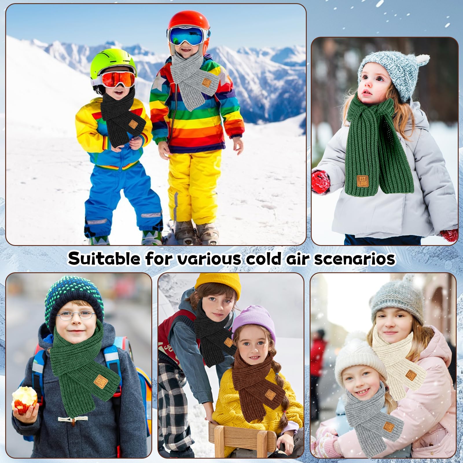 Bufanda de Cachemira para Niños Invierno Unisex Cálida de Punto