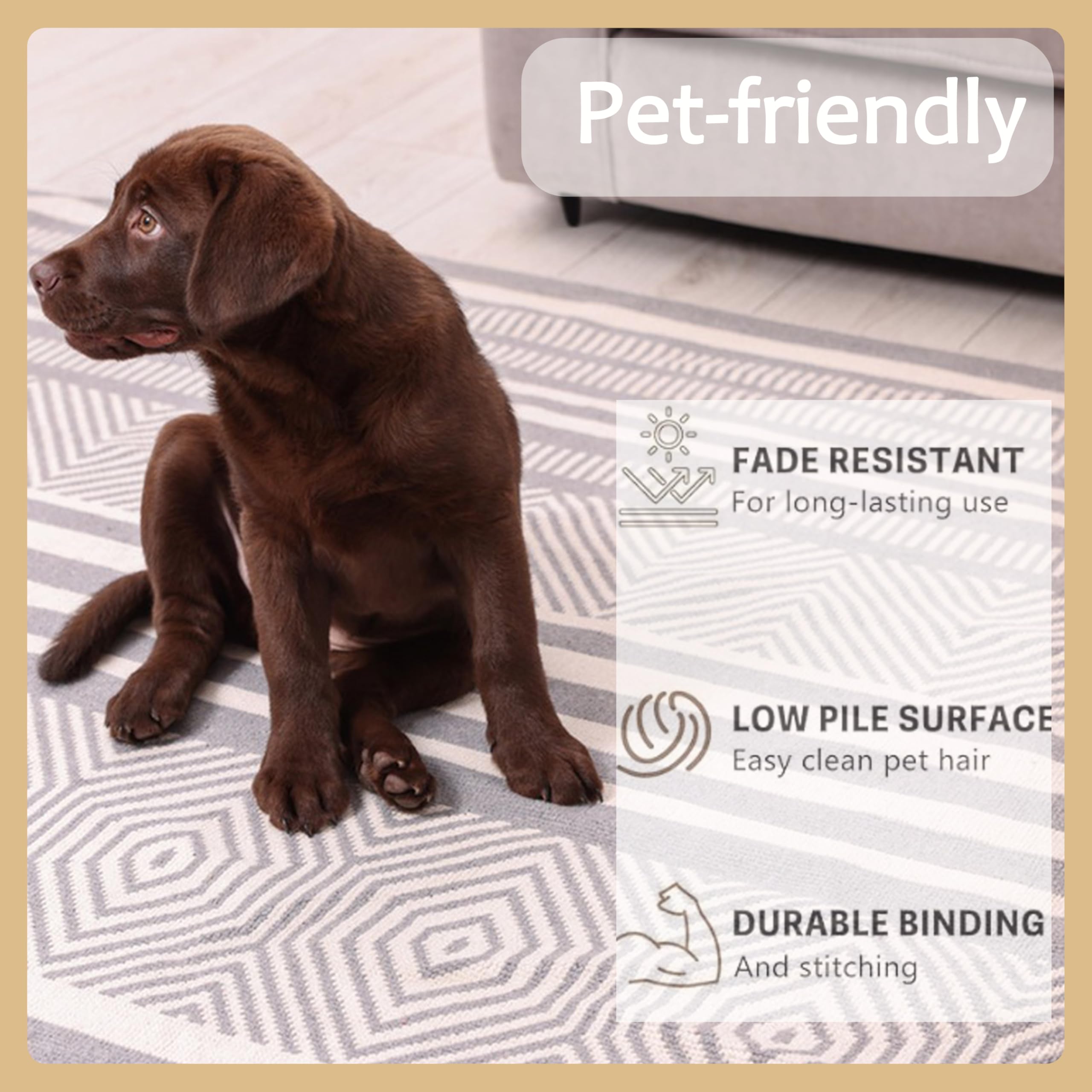 Tapis rayé Noir et Blanc en Fil Imitation Cachemire Extra-Fin — Doux, résistant et antidérapant pour Une décoration de Salon Moderne (180 x 280 cm/Lavable)