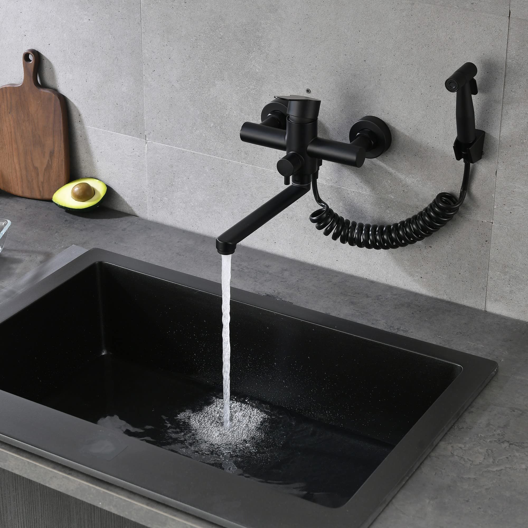 Rubinetto Da Cucina A Parete Con Pistola A Spruzzo - Girevole 360°, Acciaio Inox, Doppio Getto - Foto 10