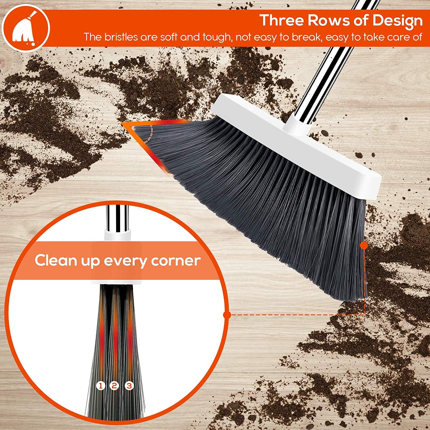 Sankirtan Broom and Dustpan Set, Broom Dustpan with Long Handle, Comb