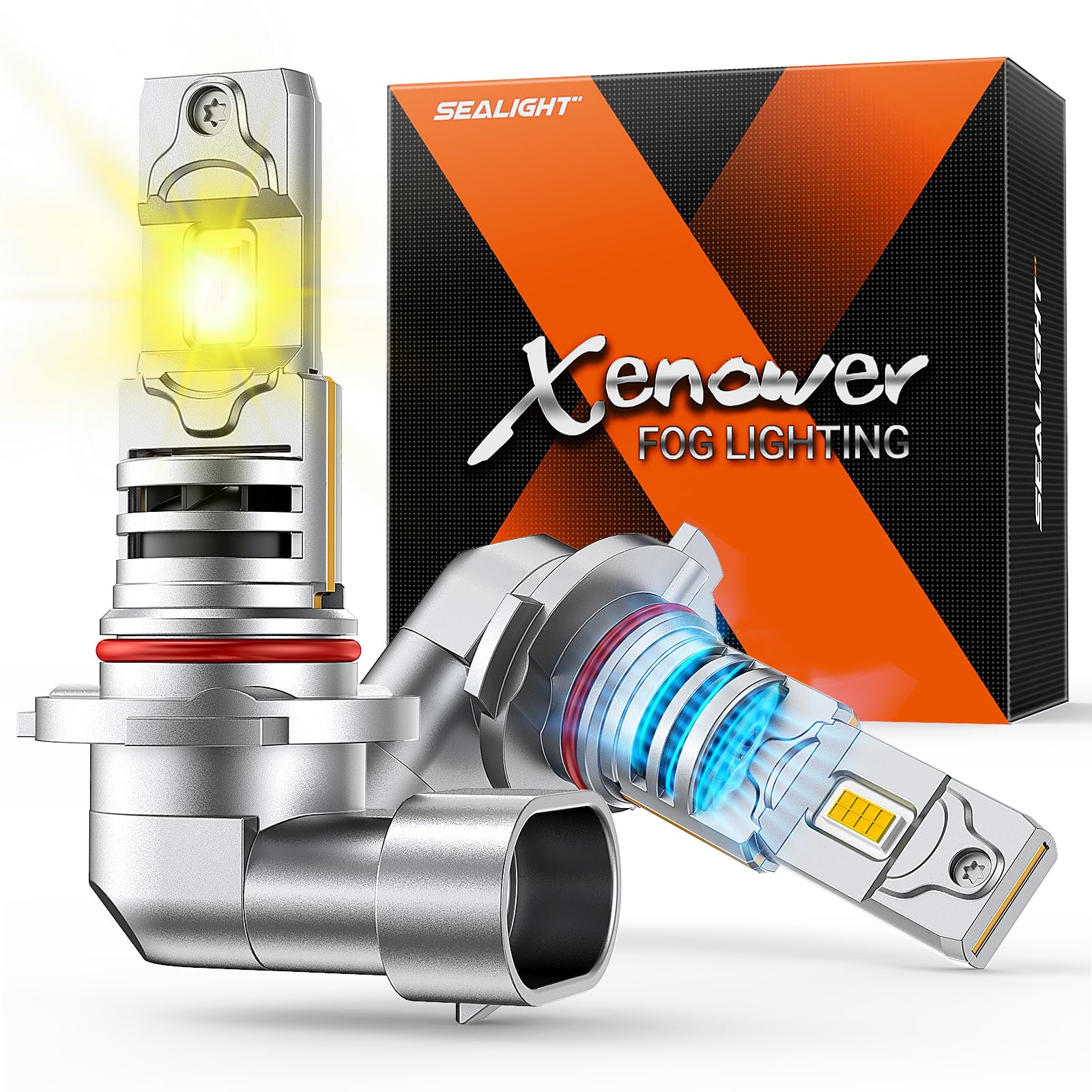 SEALIGHT H10 9145 9140 LED Fog Light Bulb Yellow, 18000 Lumens 1000% Super Bright H10 Yellow Fog Lights, 1:1 Design for Car Powersports ATV/UTV, Play-N-Play,pack of 2