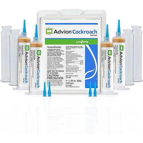 Advion Cockroach Gel Bait, 4 Tubes x 30-Grams, 4 Plunger and 4 Tips, German Roach Insect Pest Control, Indoor and Outdoor Use, Roach Killer Gel for American, German and Other Major Cockroach Species