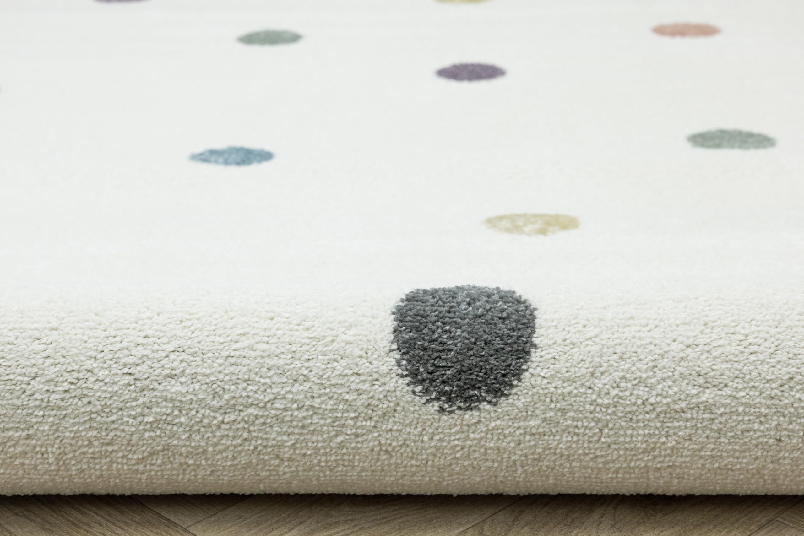 Lima rechteckig Kinder Teppich Pastell Cremig 200x300 cm | Kinderteppich Mädchen | Kinderzimmer Kurzflor Teppiche| Kids Carpet |Spielteppich Kinder Babyzimmer Tepich |gepunktetes Muster |