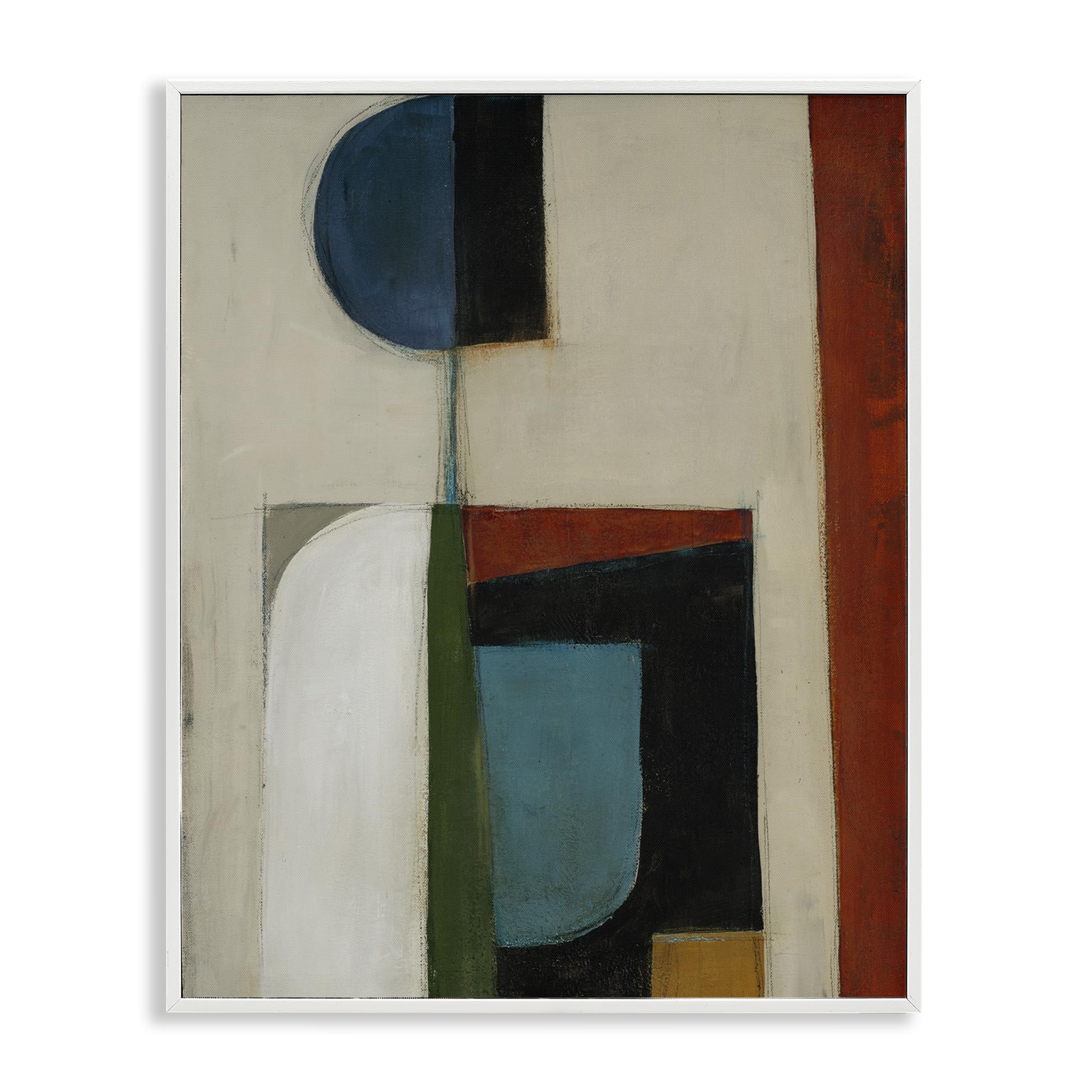 Stupell Industries Geometric Symmetry Muted Tones 'Balanced Abstract Structure'| Framed Giclee Art