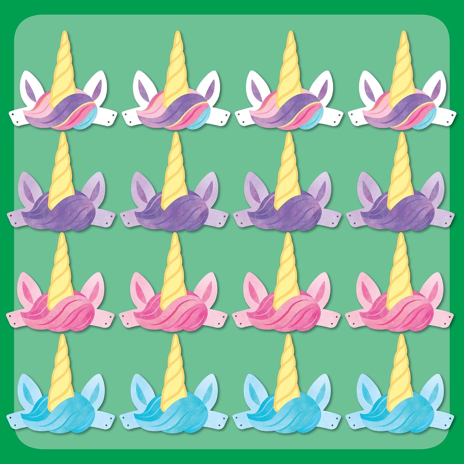 Big Dot of Happiness Unicorn Party Paper Crowns, Rainbow, Pink, Purple, or Blue Headbands for Girls Birthday Party, DIY Unicorn Party Hat Favors - 16 Count