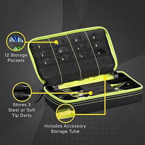 Miniatura 2 de Casemaster Plazma - Funda para dardos suaves y de acero, capacidad para 3 dardos y cuenta con tubo de almacenamiento integrado y bolsillos para