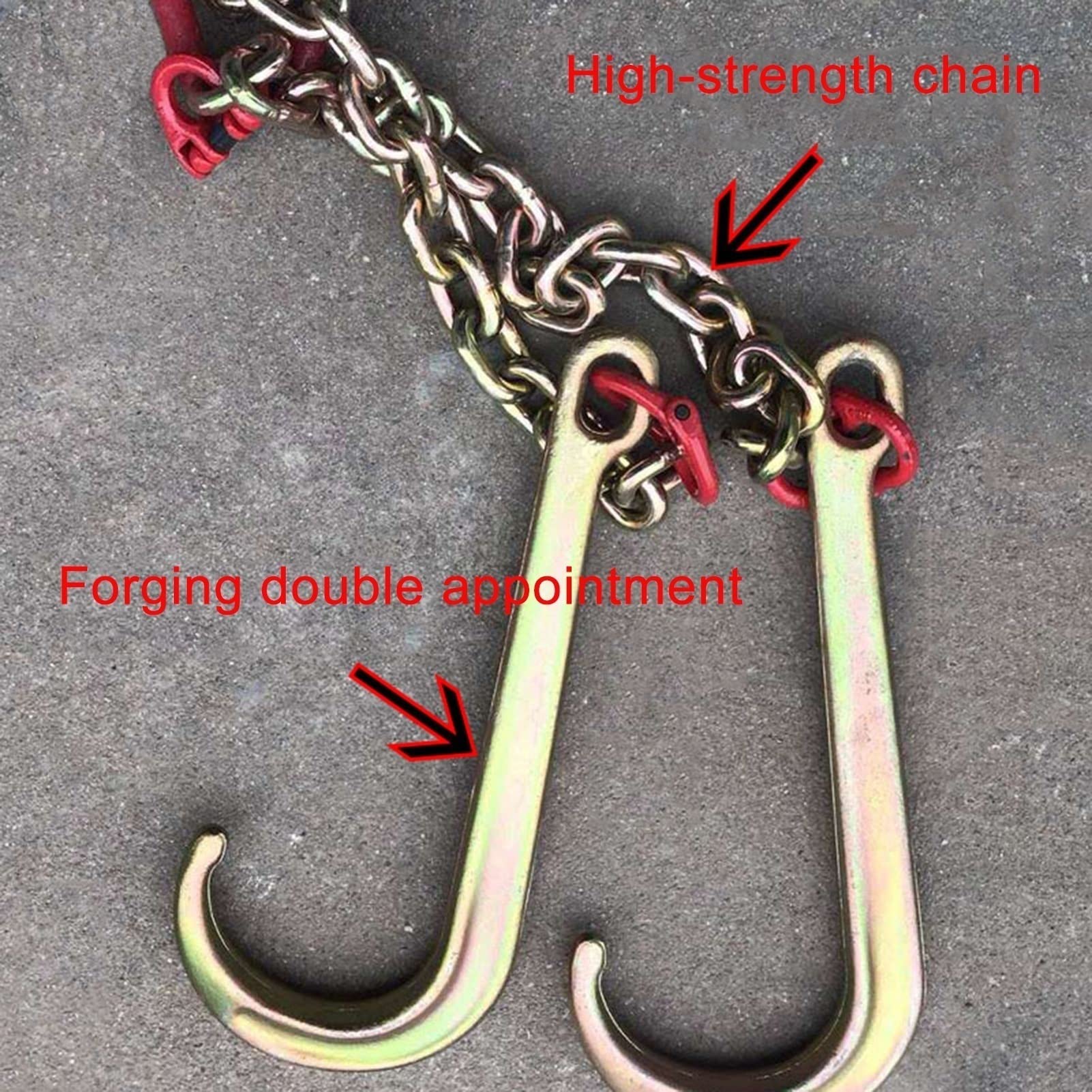Ostacolo Auto Gancio A J A Gambo Lungo, Catena di Traino per Trasporto 5T con 2 Ganci di Presa, Catena di Traino per Trasporto, Lunghezza Catena 1 M(5T Chain+Double Hook)
