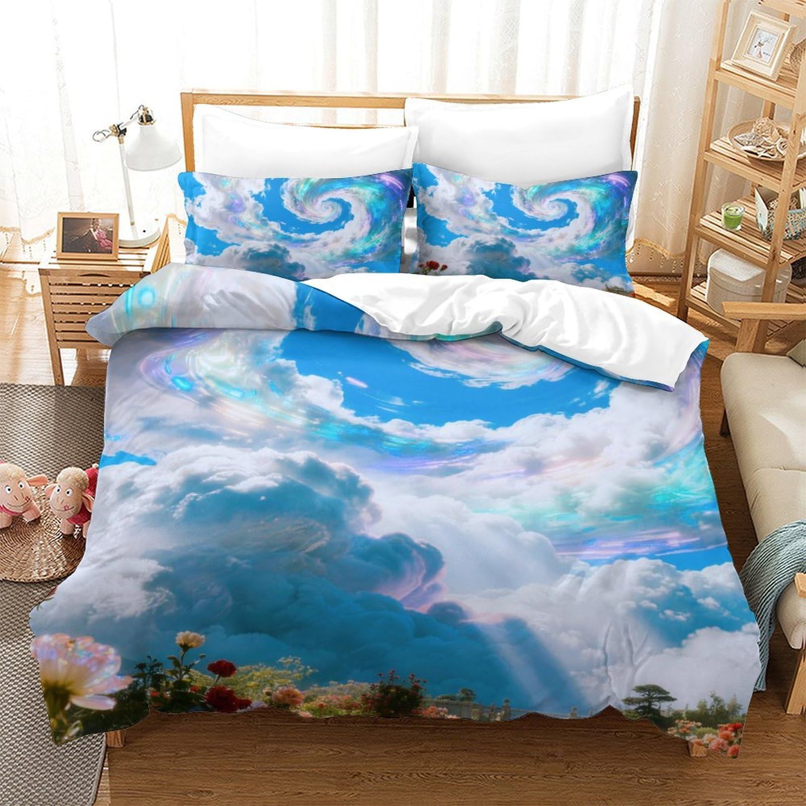 Parure de lit ciel nuages pour décoration chambre ados adulte