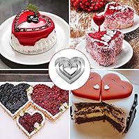 Vista 5 de 3PCS Heart Cookie Cutter Set, 4" 6" 8" Stainless Steel Sandwiches Cutter DIY Heart Cake Cutter Cake Molds Ring Set Mousse Mold Biscuit Cutter