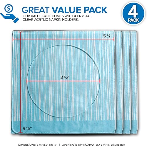 Miniatura 3 de Modern Innovations Servilletero acrílico (4 unidades)  Posavasos transparentes con un inserto para servilletas de cóctel, posavasos inastillables y