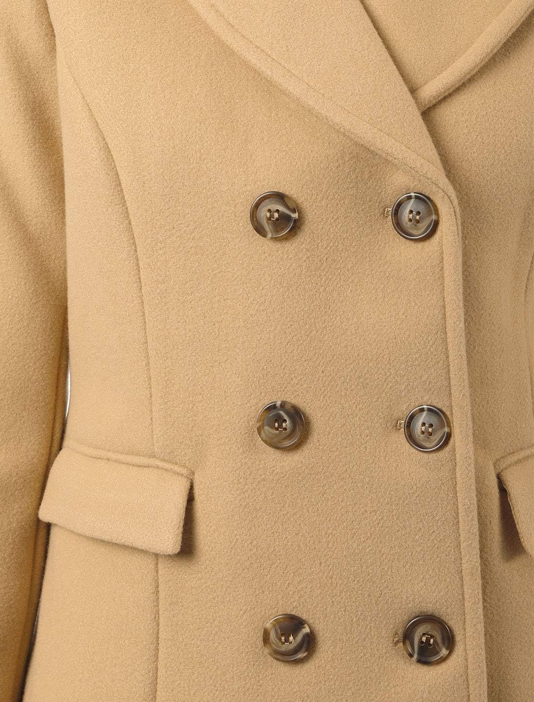 Allegra K Women's Notched Lapel Double Breasted Pea Coat - Image 6