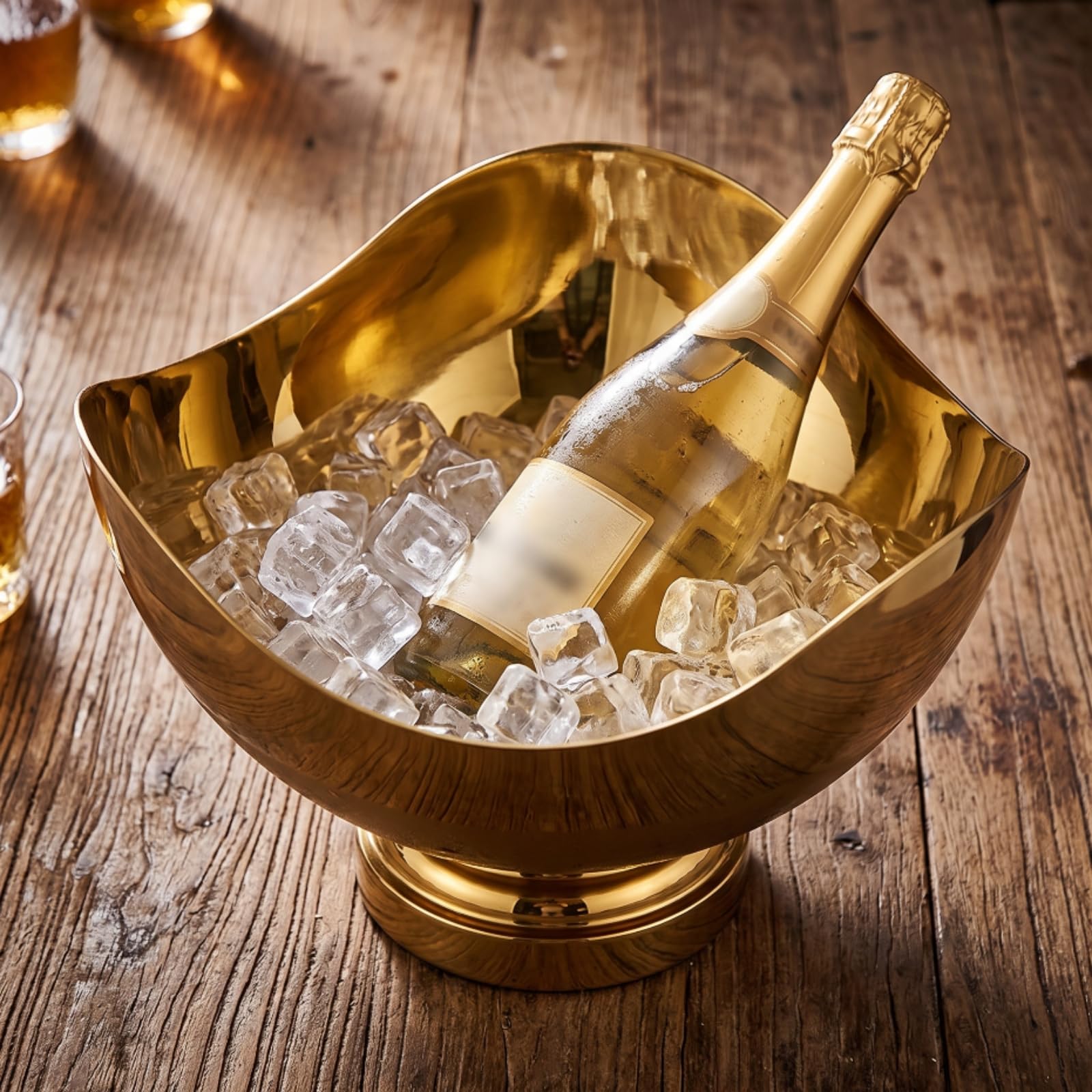 Champanera Acero Inoxidable Resistente Cubitera Acero Inoxidable Morno Hielera para Anfitrionas, Cocteleros, Bodas, Fiestas, Blanco Y Oro