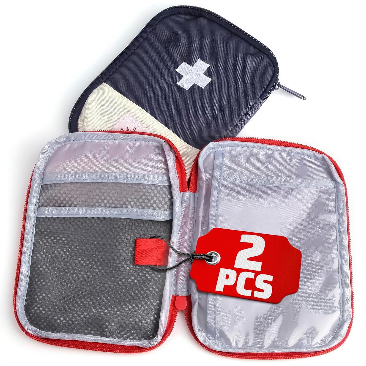 2-Pcs Travel Medicine Organizer – Compact First Aid Bags for Home, Office, Car, or Outdoor Use. Lightweight, durable, and perfect for storing essential medical supplies on the go.