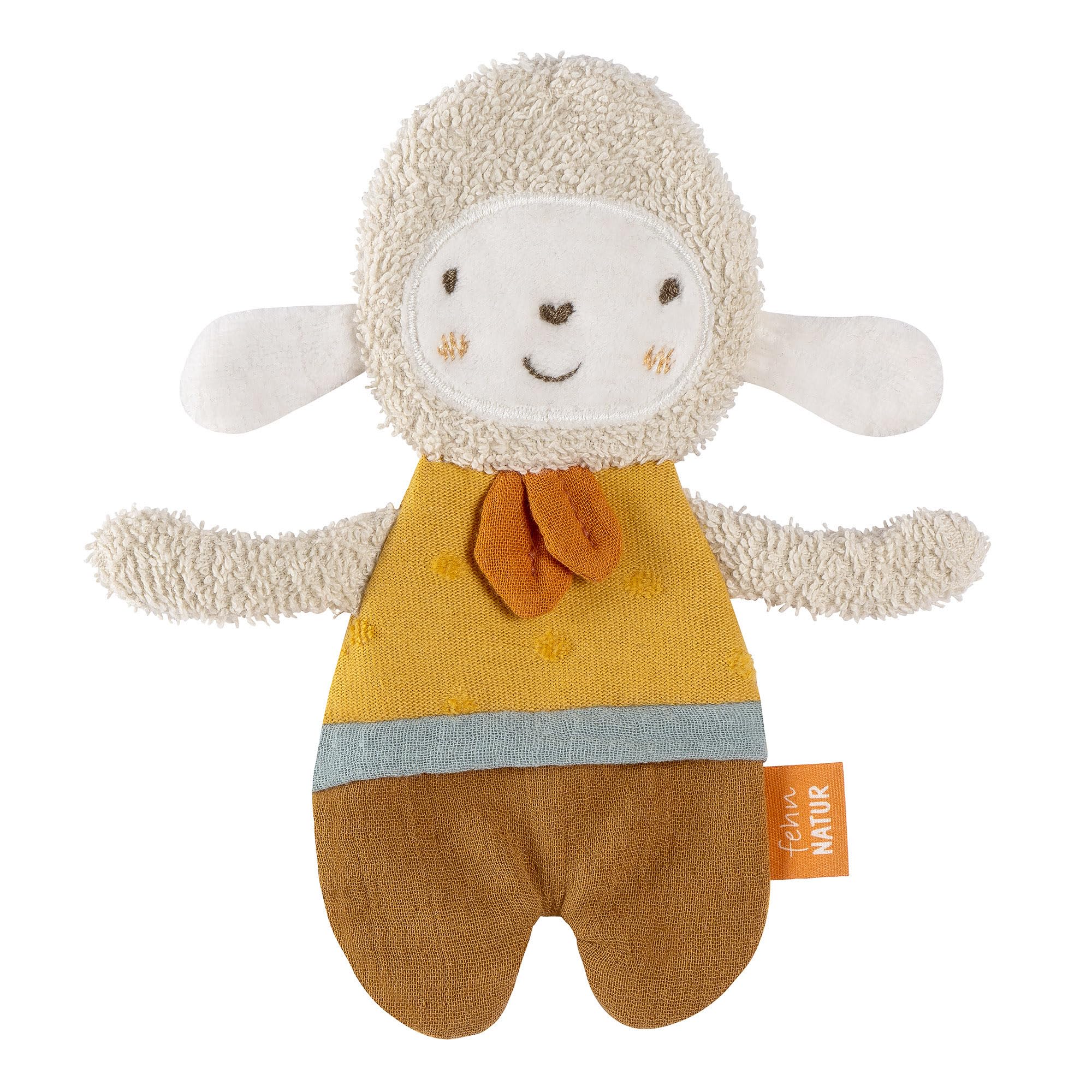 Fehn Crinkle Sheep fehnNATUR - Activity Baby Raschel Toy for Grasping and Playing - Activity Raschel Animal Baby Toy - Motor Skills Toy & Crinkle Toy for Babies and Toddlers