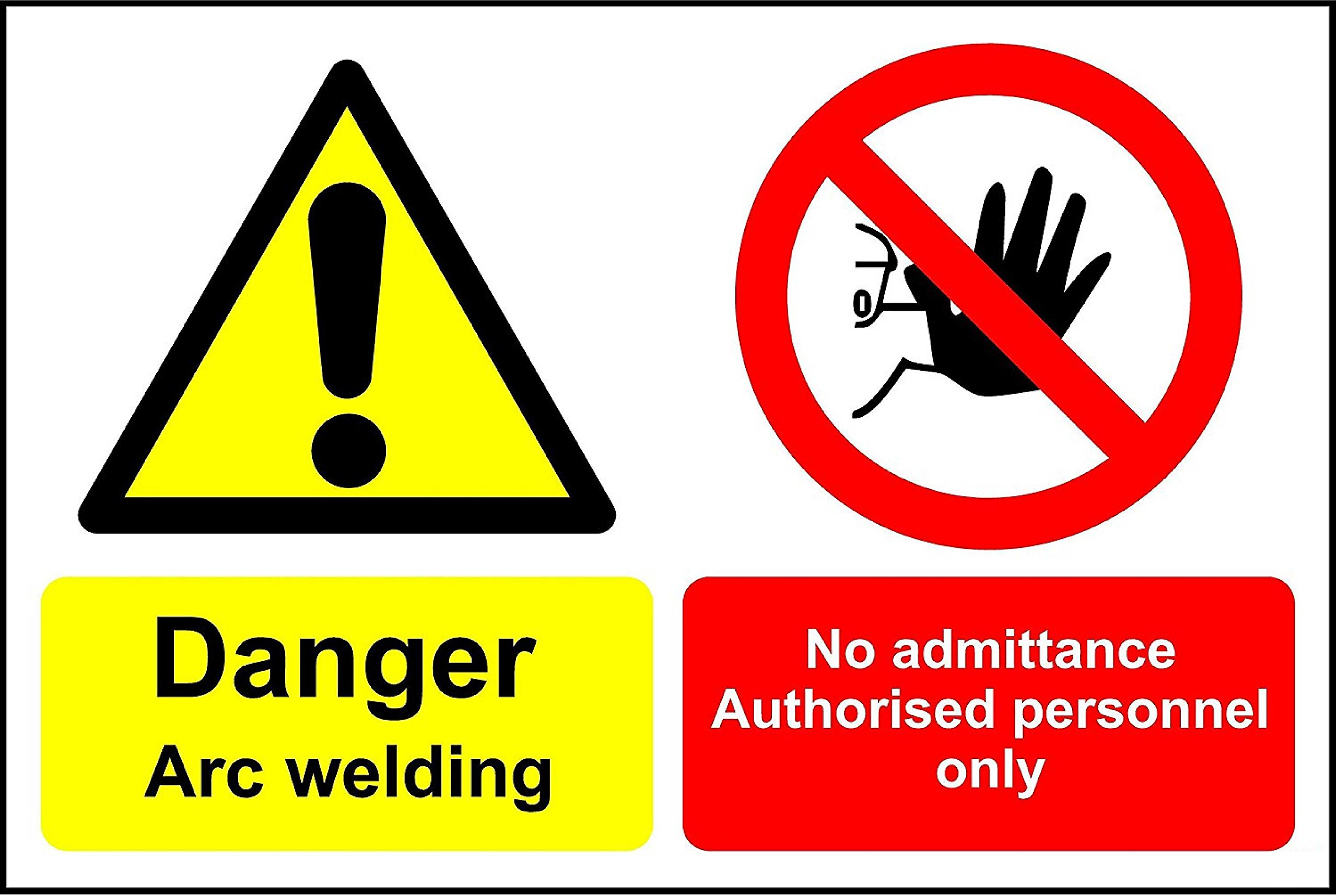Kpcm Display Ltd Danger Arc Welding No Admittance Authorised Personnel Safety Sign - 3Mm Aluminium Sign 300Mm X 200Mm