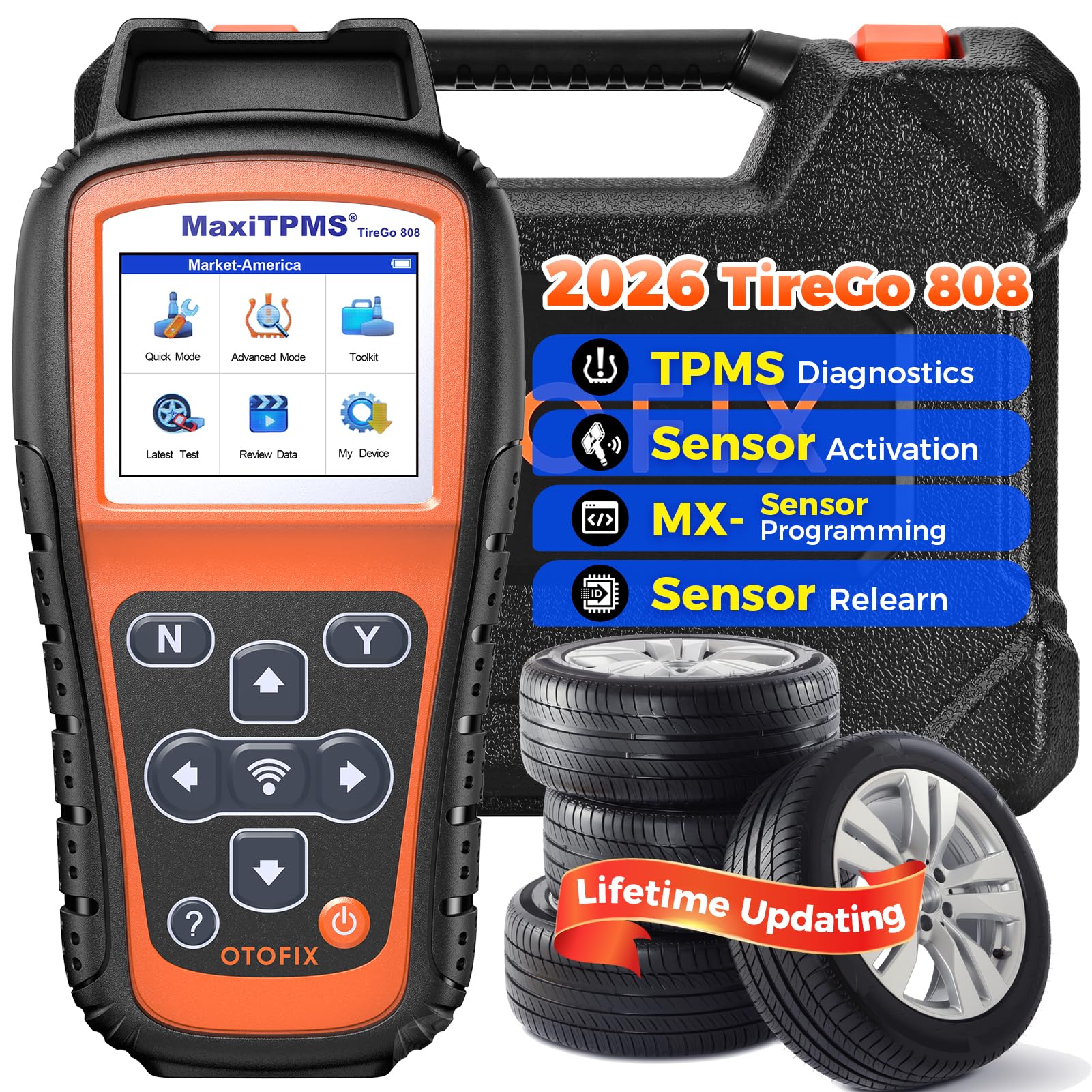 OTOFIX TireGO 808 TPMS Programming Tool, 2026 Upgrade Wi*Fi TPMS Scan Tool Relearn Activate All TPMS Sensors, TPMS Diagnostics&amp;Reset, One Click Free Updating, Lifetime Update