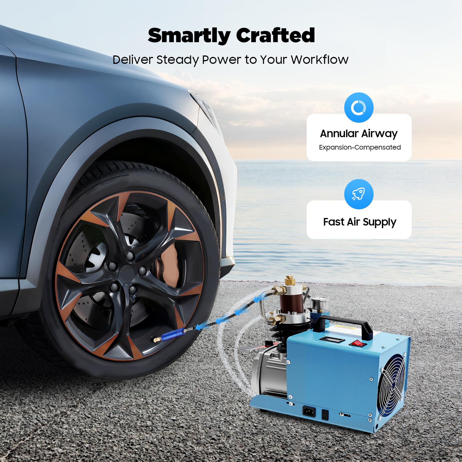 Elektrische Luftpumpe 1800W Hochdruckluftpumpe, Luftkompressor 30Mpa Hochdruck Kompressor mit Wasserschlauch, 2800 U/min, für Autos, Werkstätten, Ventile, Sanitärinstallationen