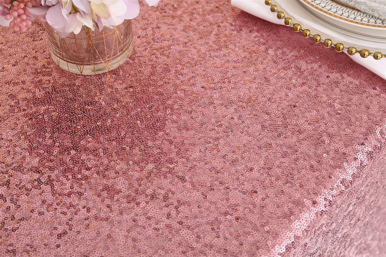 Eternal Beauty Sequin Tablecloths Rectangle Fuchsia Pink 152 x 305 cm wedding Halloween Chrismas Party Banquet New Year’s Day - Image 3