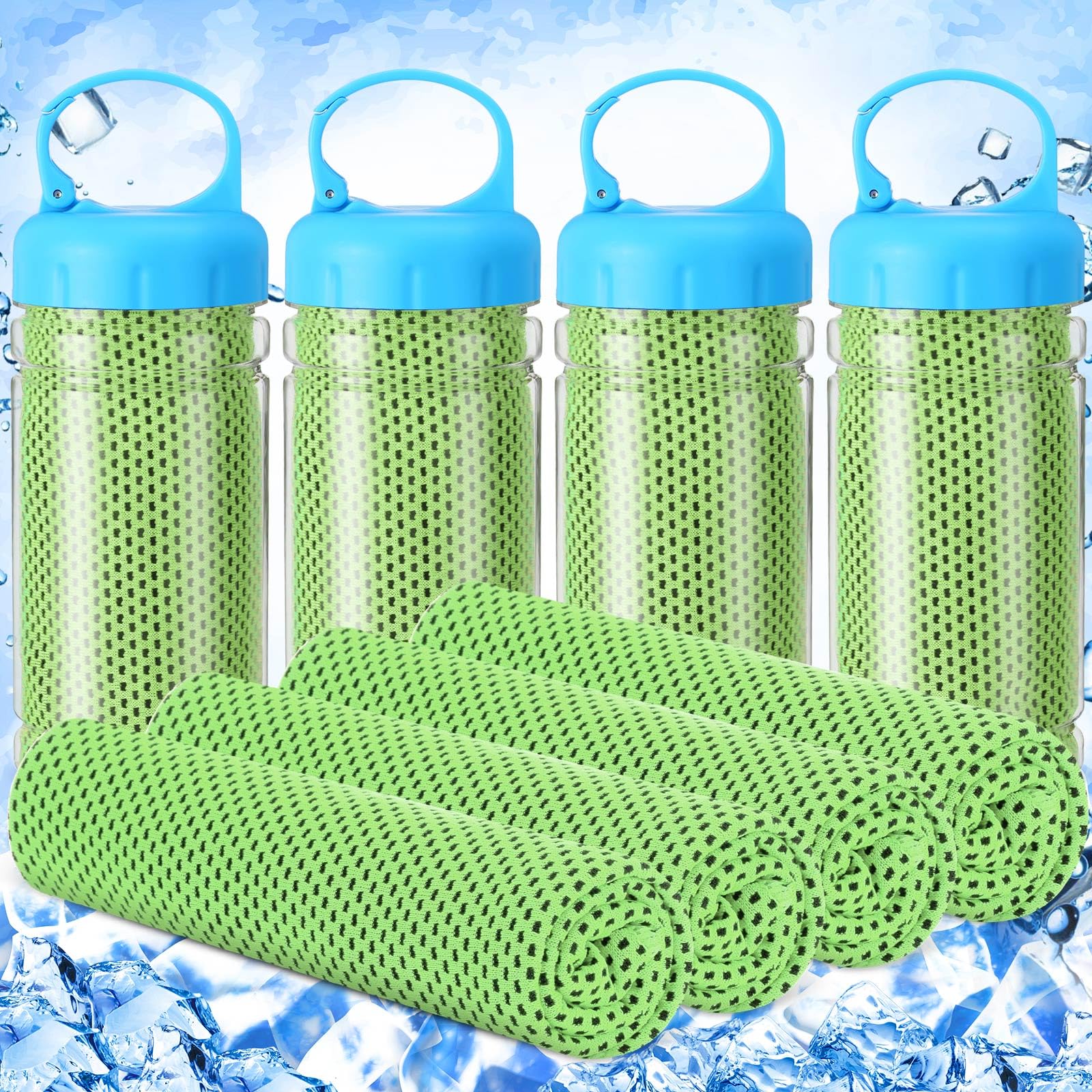 Hosuly 4 Pack Cooling Towel 40" x 12" Cooling Towels for Neck and Face Iced Cooling Neck Wrap Breathable Chilly Portable Cooling Towel for Hot Weather