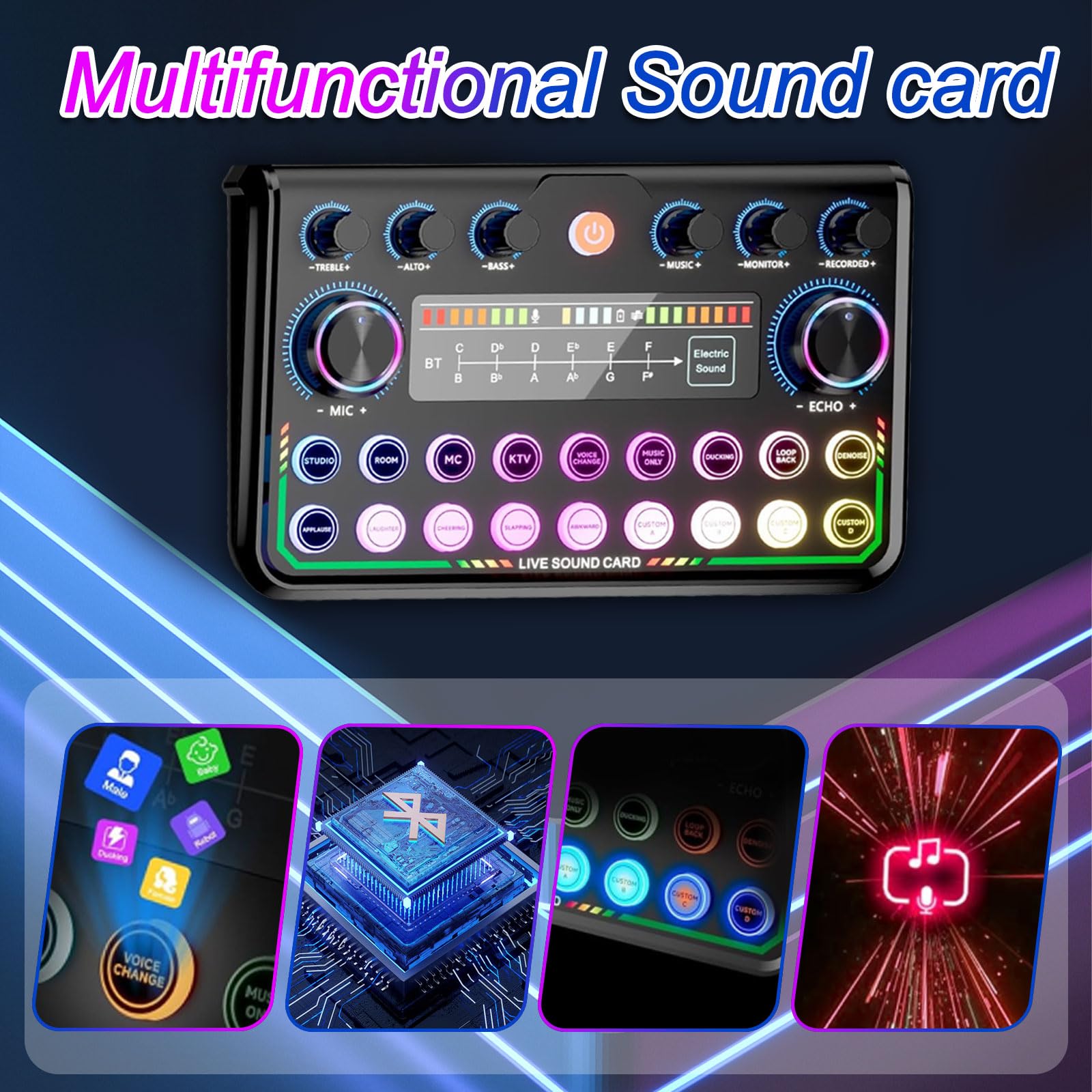 Podcast Equipment Set, Audio Interface with Podcast Microphone for Smartphone and PC, All in One DJ Mixer Ready to Use Perfect for Streaming, Singing, YouTube and Gaming