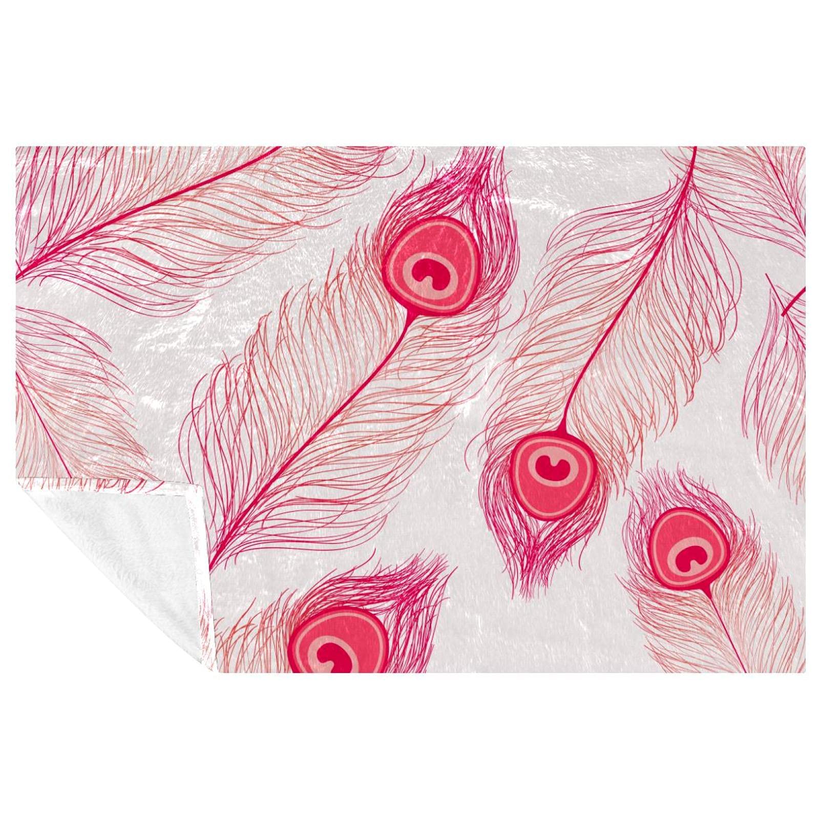 Couverture douce motif paon rose pour vos pique-niques et sorties camping