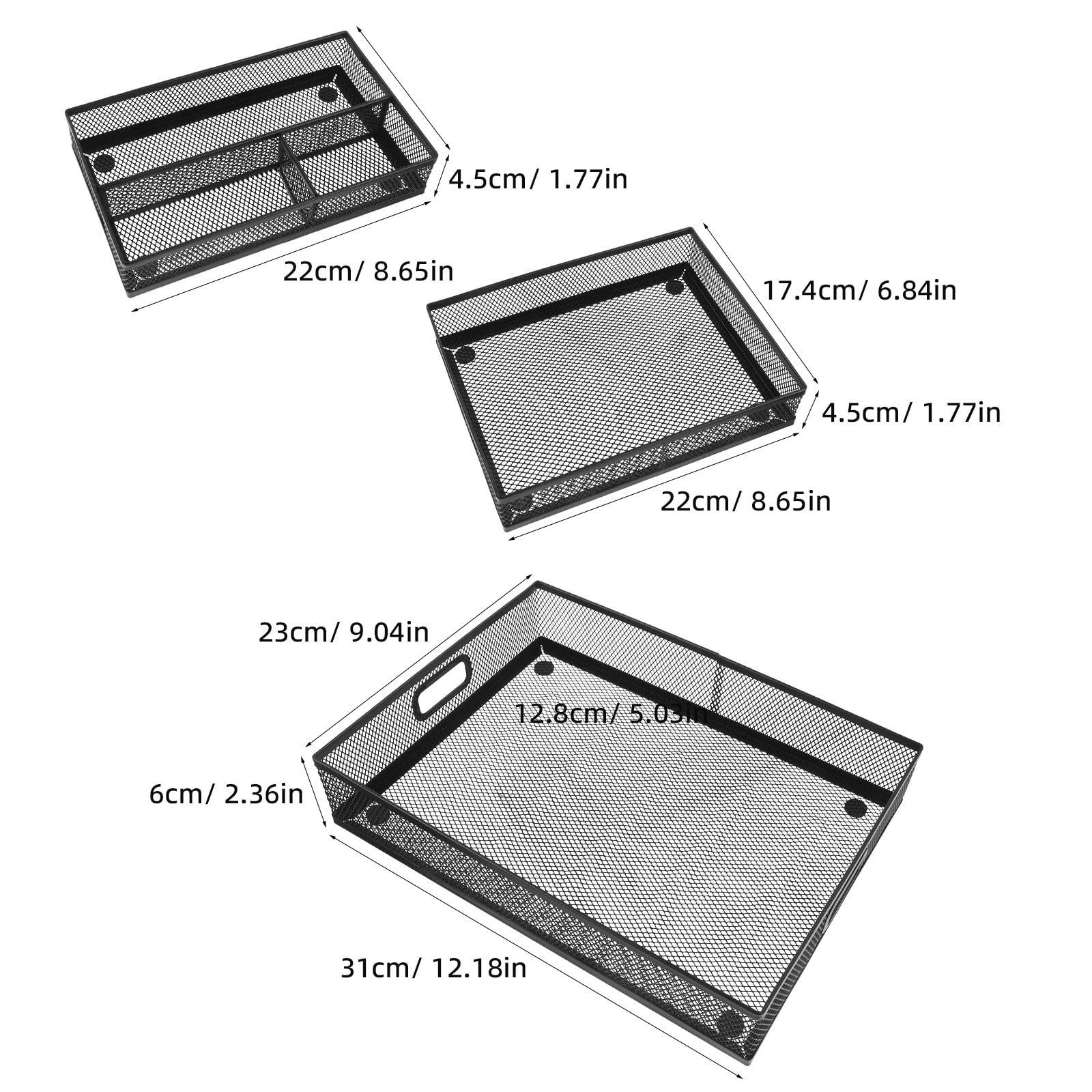 SHINEOFI 3 Pezzi Organizer da Scrivania in Rete per Ufficio Cassetto Divisorio Multifunzione Porta Documenti e Accessori per Cancelleria e Cosmetici