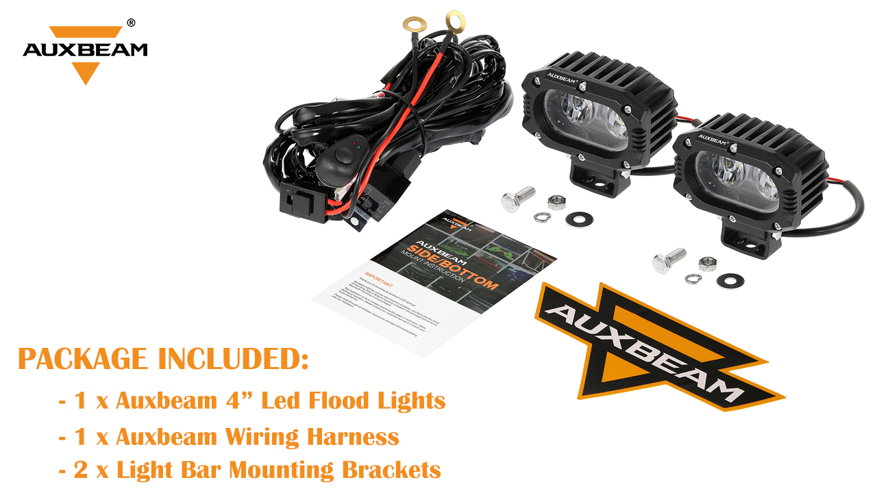 Image of Auxbeam R4 Series 4 Inch LED Light Pods, 120 White Broad Square Flood Beam